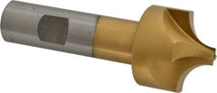 Interstate - 15/32" Radius, 1-3/8" Mill Diam, 4 Flute High Speed Steel Corner Rounding End Mill - Single End, TiN Finish, 3-3/4" OAL, 3/4" Shank Diam - Americas Industrial Supply