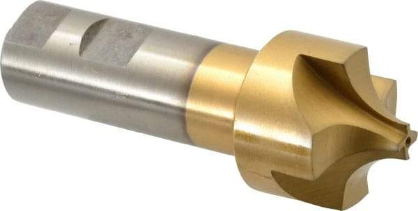 Interstate - 1/2" Radius, 1-1/2" Mill Diam, 4 Flute High Speed Steel Corner Rounding End Mill - Single End, TiN Finish, 4-1/8" OAL, 1" Shank Diam - Americas Industrial Supply