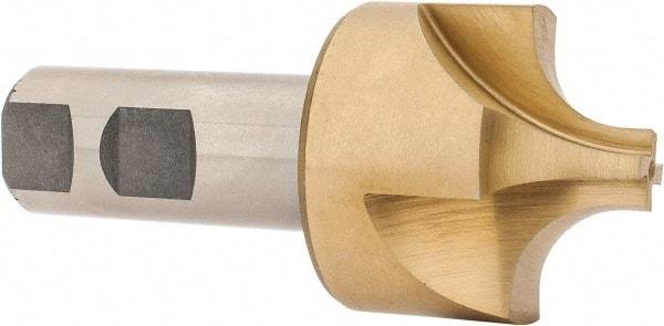Interstate - 9/16" Radius, 1-5/16" Mill Diam, 4 Flute High Speed Steel Corner Rounding End Mill - Single End, TiN Finish, 4-1/4" OAL, 1" Shank Diam - Americas Industrial Supply