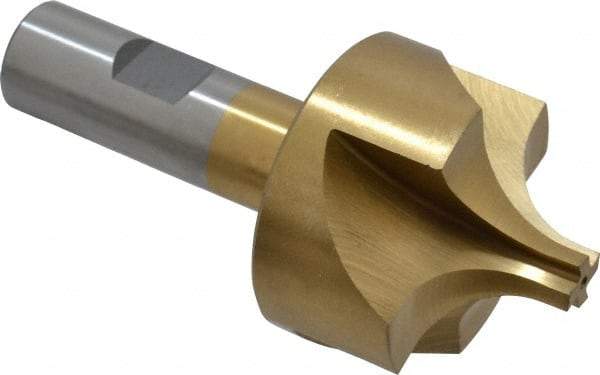 Interstate - 19/32" Radius, 1-15/16" Mill Diam, 4 Flute High Speed Steel Corner Rounding End Mill - Single End, TiN Finish, 4" OAL, 3/4" Shank Diam - Americas Industrial Supply