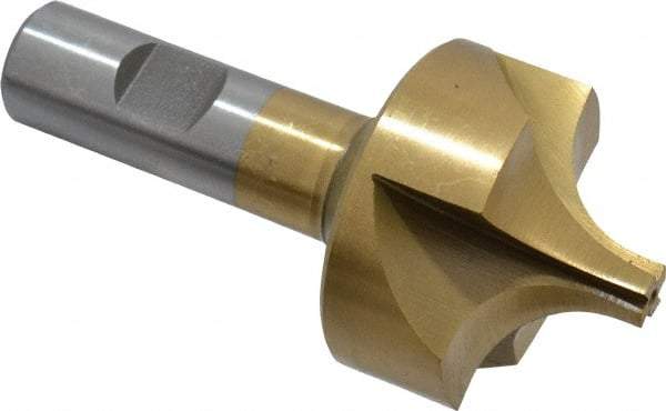 Interstate - 5/8" Radius, 1-15/16" Mill Diam, 4 Flute High Speed Steel Corner Rounding End Mill - Single End, TiN Finish, 4" OAL, 3/4" Shank Diam - Americas Industrial Supply