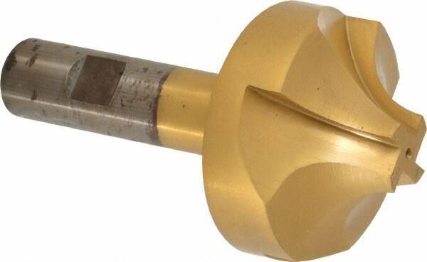 Interstate - 11/16" Radius, 2-1/4" Mill Diam, 4 Flute High Speed Steel Corner Rounding End Mill - Single End, TiN Finish, 4-1/8" OAL, 3/4" Shank Diam - Americas Industrial Supply