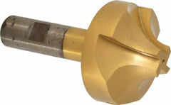 Interstate - 11/16" Radius, 2-1/4" Mill Diam, 4 Flute High Speed Steel Corner Rounding End Mill - Single End, TiN Finish, 4-1/8" OAL, 3/4" Shank Diam - Americas Industrial Supply
