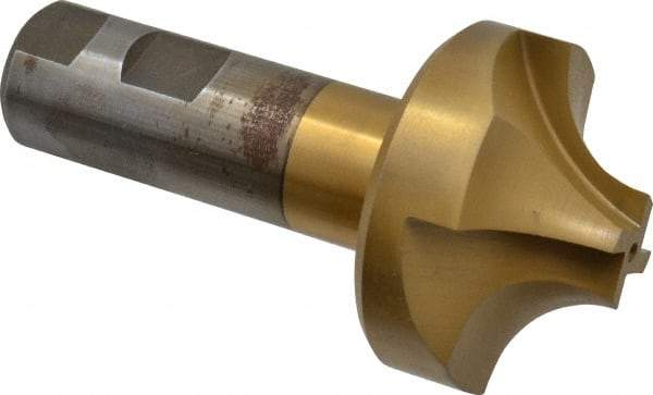 Interstate - 11/16" Radius, 2-1/4" Mill Diam, 4 Flute High Speed Steel Corner Rounding End Mill - Single End, TiN Finish, 4-5/16" OAL, 1" Shank Diam - Americas Industrial Supply