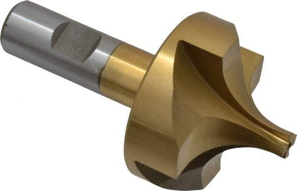 Interstate - 3/4" Radius, 2-1/4" Mill Diam, 4 Flute High Speed Steel Corner Rounding End Mill - Single End, TiN Finish, 4-1/8" OAL, 3/4" Shank Diam - Americas Industrial Supply