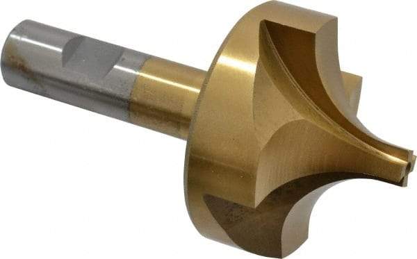 Interstate - 7/8" Radius, 2-1/2" Mill Diam, 4 Flute High Speed Steel Corner Rounding End Mill - Single End, TiN Finish, 4-1/2" OAL, 3/4" Shank Diam - Americas Industrial Supply