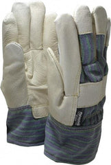 PRO-SAFE - Size L (9) Grain Pigskin Cold Protection Work Gloves - For General Purpose, Uncoated, Safety Cuff, Full Fingered, White/Blue/Green, Paired - Americas Industrial Supply