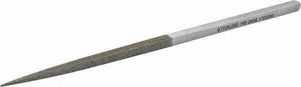 Strauss - 8-1/2" OAL Fine Square Needle Diamond File - 1/4" Wide x 1/4" Thick, 4-3/8 LOC, 91 Grit - Americas Industrial Supply