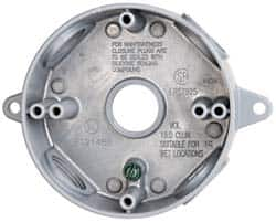 Cooper Crouse-Hinds - 1 Gang, (4) 3/4" Knockouts, Aluminum Round Outlet Box - 4-1/8" Overall Height x 4" Overall Width x 1-1/2" Overall Depth, Weather Resistant - Americas Industrial Supply