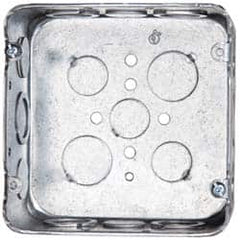 Cooper Crouse-Hinds - 1 Gang, (17) 1/2 & 3/4" Knockouts, Steel Square Outlet Box - 4-11/16" Overall Height x 4-11/16" Overall Width x 2-1/8" Overall Depth - Americas Industrial Supply
