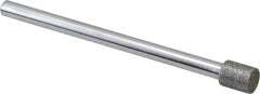 Strauss - 0.197" Head Diam x 1/4" Head Thickness Diamond (Abrasive) Grinding Pin - 1/8" Shank Diam x 2" Shank Length, (170 Mesh Grit) - Americas Industrial Supply