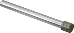 Strauss - 0.335" Head Diam x 0.315" Head Thickness Diamond (Abrasive) Grinding Pin - 1/4" Shank Diam x 3" Shank Length, Medium Grade, 80 Grit - Americas Industrial Supply