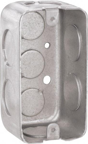 Cooper Crouse-Hinds - 1 Gang, (9) 1/2 & 3/4" Knockouts, Steel Rectangle Wall Box - 4" Overall Height x 2-1/8" Overall Width x 1-7/8" Overall Depth - Americas Industrial Supply