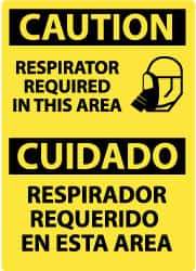 NMC - "Caution - Respirator Required in This Area", 14" Long x 10" Wide, Rigid Plastic Safety Sign - Rectangle, 0.05" Thick, Use for Accident Prevention - Americas Industrial Supply