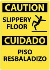 NMC - "Caution - Slippery Floor", 14" Long x 10" Wide, Aluminum Safety Sign - Rectangle, 0.04" Thick, Use for Accident Prevention - Americas Industrial Supply