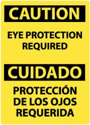 NMC - "Caution - Eye Protection Required", 14" Long x 10" Wide, Rigid Plastic Safety Sign - Rectangle, 0.05" Thick, Use for Accident Prevention - Americas Industrial Supply