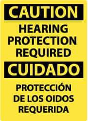 NMC - "Caution - Hearing Protection Required", 14" Long x 10" Wide, Rigid Plastic Safety Sign - Rectangle, 0.05" Thick, Use for Accident Prevention - Americas Industrial Supply