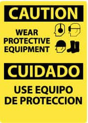 NMC - "Caution - Wear Protective Equipment", 14" Long x 10" Wide, Aluminum Safety Sign - Rectangle, 0.04" Thick, Use for Accident Prevention - Americas Industrial Supply