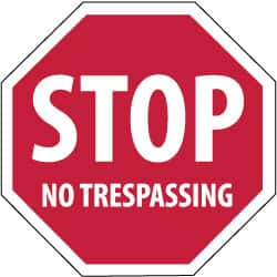 NMC - "Security Notice - Stop - No Trespassing", 12" Long x 12" Wide, Rigid Plastic Safety Sign - Hexagon, 0.05" Thick, Use for Security & Admittance - Americas Industrial Supply