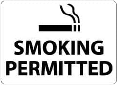 NMC - "Smoking Permitted", 10" Long x 14" Wide, Aluminum Safety Sign - Rectangle, 0.04" Thick, Use for Smoking Regulations - Americas Industrial Supply