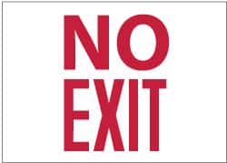 NMC - No Exit, Pressure Sensitive Vinyl Exit Sign - 14" Wide x 10" High - Americas Industrial Supply