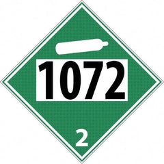 NMC - DOT - Shipping & Vehicle - 1072, 10-3/4" Wide x 10-3/4" High, Rigid Plastic Placard - Black & White on Green, UV Resistant, Chemical Resistant, Graffiti Proof - Americas Industrial Supply