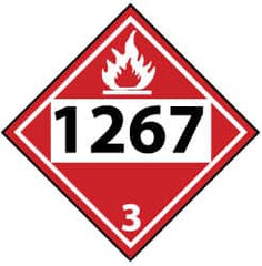 NMC - DOT - Shipping & Vehicle - 1267, 10-3/4" Wide x 10-3/4" High, Pressure-Sensitive Vinyl Placard - Black & Red on White, UV Resistant, Chemical Resistant, Graffiti Proof - Americas Industrial Supply