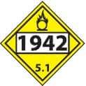 NMC - DOT - Shipping & Vehicle - 1942, 10-3/4" Wide x 10-3/4" High, Pressure-Sensitive Vinyl Placard - Black & White on Yellow, UV Resistant, Chemical Resistant, Graffiti Proof - Americas Industrial Supply