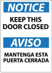 NMC - "Notice - Keep This Door Closed", 14" Long x 10" Wide, Pressure-Sensitive Vinyl Safety Sign - Rectangle, 0.004" Thick, Use for Accident Prevention - Americas Industrial Supply