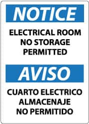 NMC - "Notice - Electrical Room - No Storage Permitted", 14" Long x 10" Wide, Pressure-Sensitive Vinyl Safety Sign - Rectangle, 0.004" Thick, Use for Accident Prevention - Americas Industrial Supply