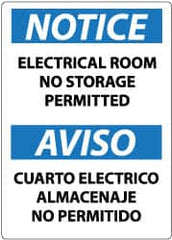 NMC - "Notice - Electrical Room - No Storage Permitted", 14" Long x 10" Wide, Pressure-Sensitive Vinyl Safety Sign - Rectangle, 0.004" Thick, Use for Accident Prevention - Americas Industrial Supply