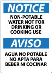 NMC - "Notice - Non-Potable Water - Not for Drinking or Cooking Use", 14" Long x 10" Wide, Rigid Plastic Safety Sign - Rectangle, 0.05" Thick, Use for Hazardous Materials - Americas Industrial Supply