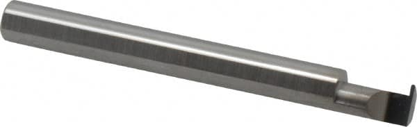 Accupro - 0.0255" Groove Width, 1/4" Min Hole Diam, 3/8" Max Hole Depth, Full Radius Grooving Tool - 0.06" Projection, 2-1/8" Shank Length, 2-1/2" OAL, 0.0128" Radius, Solid Carbide, Bright Finish - Exact Industrial Supply