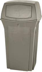 Rubbermaid - 35 Gal Beige Square Trash Can - Polyethylene, 41" High x 21-1/2" Long x 21-1/2" Wide - Americas Industrial Supply