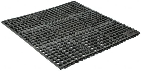 Wearwell - 3' Long x 3' Wide x 5/8" Thick, Anti-Fatigue Modular Matting Tiles - Black, For Dry & Wet Areas, Series 576 - Americas Industrial Supply