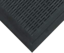 Wearwell - 5 Ft. Long x 3 Ft. Wide, Natural Rubber Surface, Raised Bars and Scrapers (Reversible) Entrance Matting - 5/16 Inch Thick, Outdoor, SBR Rubber, Black, 4 Edged Side, Series 224 - Americas Industrial Supply