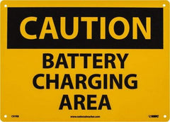 NMC - "Caution - Battery Charging Area", 10" Long x 14" Wide, Aluminum Safety Sign - Rectangle, 0.04" Thick, Use for Accident Prevention - Americas Industrial Supply