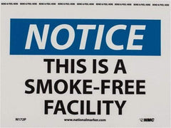 NMC - "Notice - This Is a Smoke-Free Facility", 7" Long x 10" Wide, Pressure-Sensitive Vinyl Safety Sign - Rectangle, 0.004" Thick, Use for Accident Prevention - Americas Industrial Supply