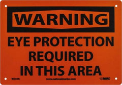 NMC - "Warning - Eye Protection Required in This Area", 7" Long x 10" Wide, Rigid Plastic Safety Sign - Rectangle, 0.05" Thick, Use for Accident Prevention - Americas Industrial Supply