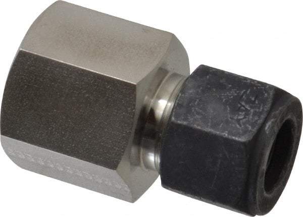 Parker - 1/2" OD, Stainless Steel Female Connector - 1-1/16" Hex, Comp x FNPT Ends - Americas Industrial Supply