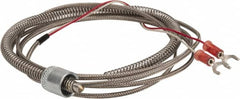 Thermo Electric - 32 to 900°F, J Universal Temp, Thermocouple Probe - 6 Ft. Cable Length, Stripped Ends with Spade Lugs, 1/4 Inch Probe Sheath Length, 1 Sec Response Time - Americas Industrial Supply