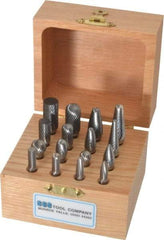 SGS Pro - 16 Piece, 1/4" Shank Burr Set - Tungsten Carbide, Multiple Head Shape - Americas Industrial Supply