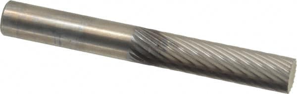 SGS Pro - 1/4" Cut Diam, 1/4" Shank Diam, Cylinder Head Single Cut Burr - Carbide, Flat End, 1" LOC, 2" OAL - Americas Industrial Supply