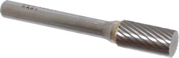 SGS Pro - 3/8" Cut Diam, 1/4" Shank Diam, Cylinder Head Single Cut Burr - Carbide, Flat End, 3/4" LOC, 2-1/2" OAL - Americas Industrial Supply