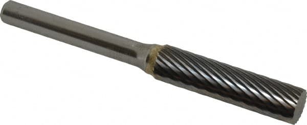 SGS Pro - 3/8" Cut Diam, 1/4" Shank Diam, Cylinder Head Single Cut Burr - Carbide, Flat End, 1-1/2" LOC - Americas Industrial Supply
