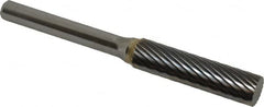 SGS Pro - 3/8" Cut Diam, 1/4" Shank Diam, Cylinder Head Single Cut Burr - Carbide, Flat End, 1-1/2" LOC - Americas Industrial Supply