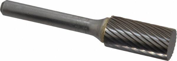 SGS Pro - 1/2" Cut Diam, 1/4" Shank Diam, Cylinder Head Single Cut Burr - Carbide, Flat End, 1" LOC, 2-3/4" OAL - Americas Industrial Supply