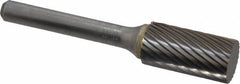 SGS Pro - 1/2" Cut Diam, 1/4" Shank Diam, Cylinder Head Single Cut Burr - Carbide, Flat End, 1" LOC, 2-3/4" OAL - Americas Industrial Supply