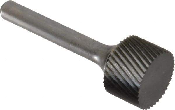 SGS Pro - 3/4" Cut Diam, 1/4" Shank Diam, Cylinder Head Single Cut Burr - Carbide, Flat End, 1/2" LOC - Americas Industrial Supply
