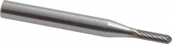 SGS Pro - 1/8" Cut Diam, 1/4" Shank Diam, Cylinder with Radius Head Single Cut Burr - Carbide, Radius End, 1/2" LOC - Americas Industrial Supply